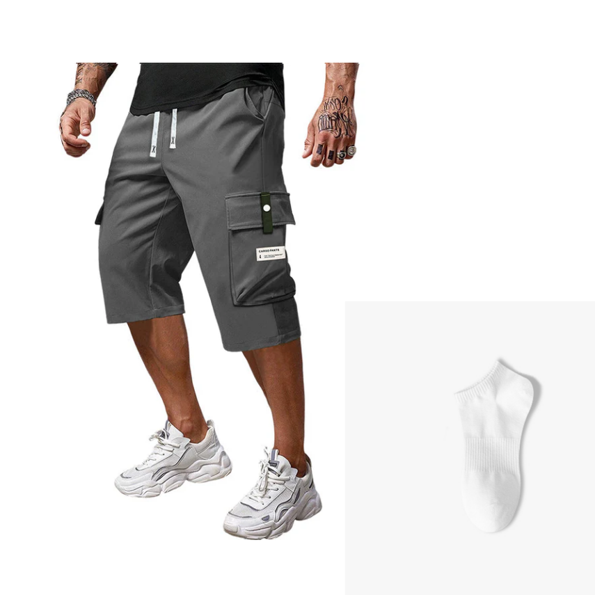 Men's Casual Drawstring Capri Cargo Pants