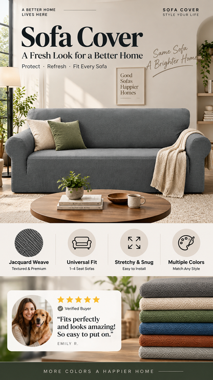 🔥Jacquard Sofa Cover with High Elasticity and Anti-slip Straps