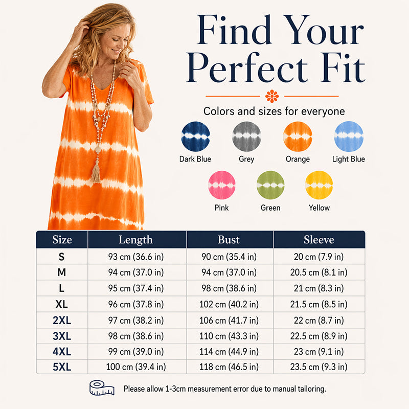 👗Tie-dye Striped Short-sleeved Loose T-shirt Dress