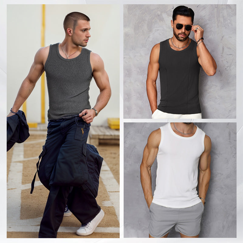🎉🛍️Men's Summer Essentials 🎽Round Neck Quick-Drying Stretchy Slim Tank Top