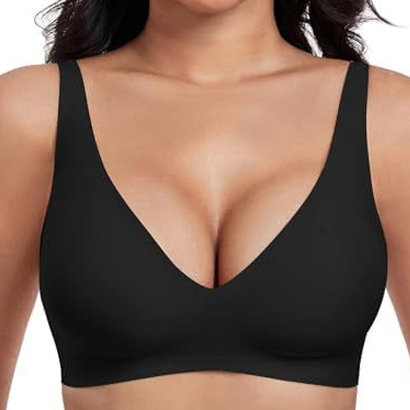 Jelly Wireless Womens Comfortable Wireless Bras Push Up Bralettes Seamless Tshirts Bras Deep V Everyday Bras