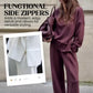 💥High-Neck Side-Zip Sweatshirt & Pants Set 👚👖