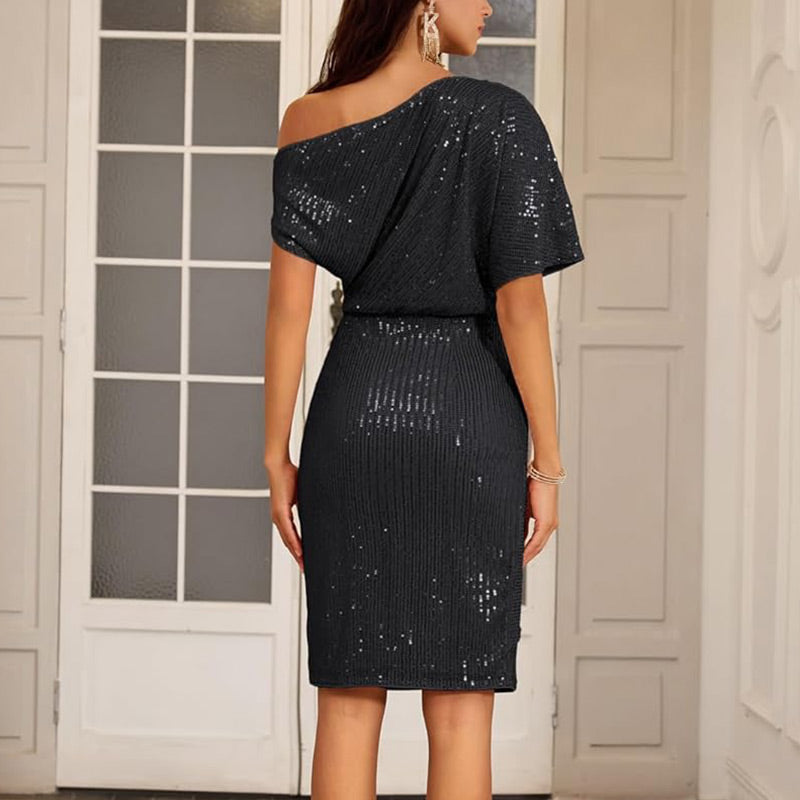 💃Women's One Shoulder Sequin Sparkling Party Club Dress✨