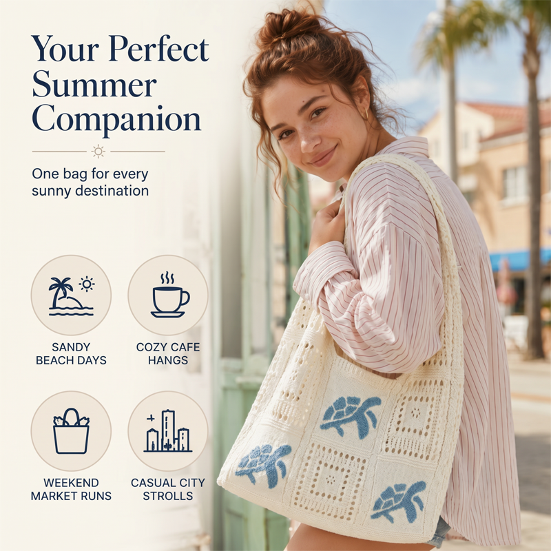 📢📢Turtle Pattern Crochet Tote Bag