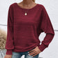 Solid Round-Neck Striped Top with Long Sleeves