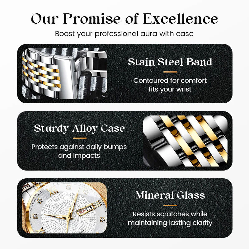 💥Men's Stainless Steel Waterproof Business Watch