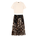 🔥Women's Two-Piece Sweater & Leopard Flowy Skirt Set