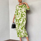 Elegant Printed Dress for Women – Stylish & Comfortable Fit👗Women’s Elegant Loose Round-Neck Printed Dress