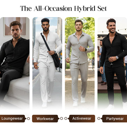 ⏳Time-Limited Special⏰Men’s Casual Waffle Shirt Pants 2-Piece Set