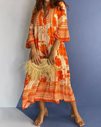 🔥Women's 3/4 Length Sleeve Swing Print Dress🔥