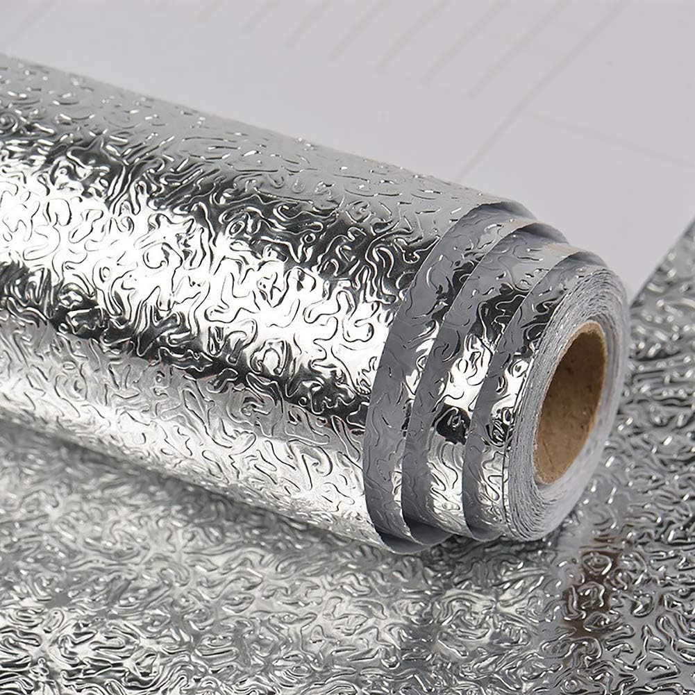 🔥New Year 2024 Sale✨Kitchen Backsplash Wallpaper Peel and Stick Aluminum Foil Contact Paper Self Adhesive Oil-Proof Heat Resistant Wall Sticker for Countertop Drawer Liner Shelf Liner