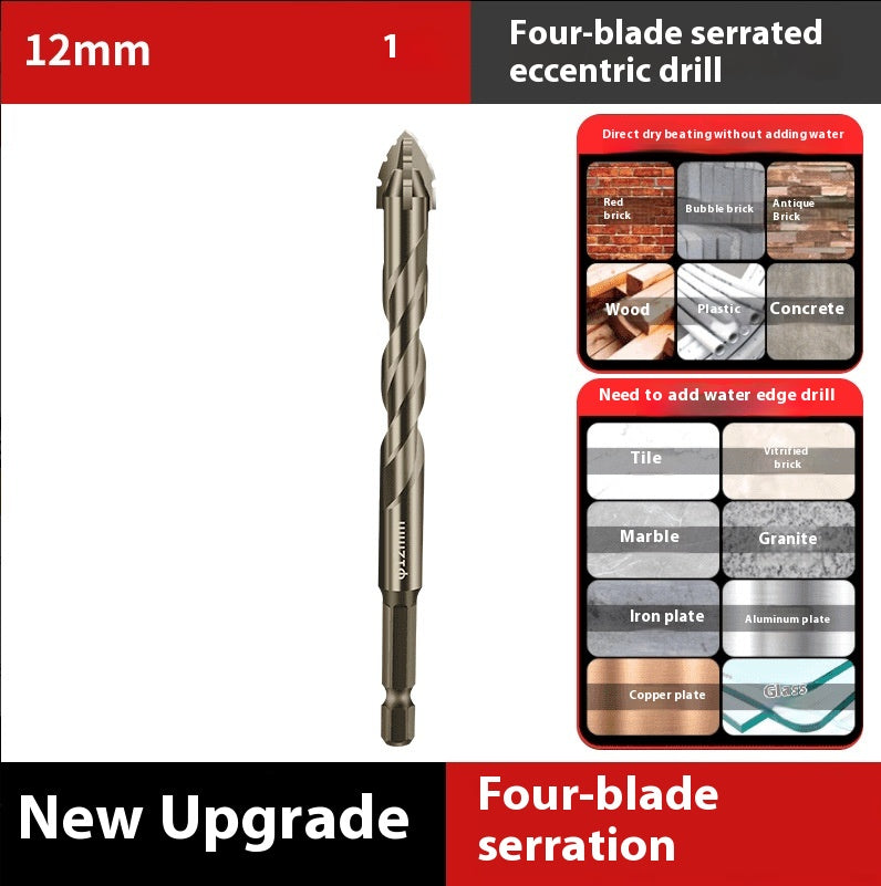 🔥Upgraded Eccentric Four-Flute Drill Bit for Ceramic, Glass, Marble, and Metal