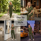 🥳 HOT SALE🥳💞50K+ SOLD!Women's Short Sleeve Button-Front Jumpsuit