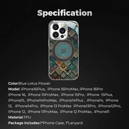 Colorful Lotus Flower Totem Case Kit for iPhone - Get a FREE Exquisite Diamond Bracelet!🔥
