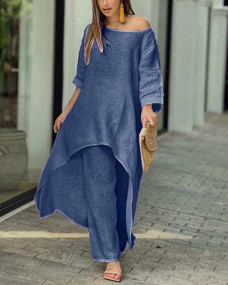 💥Hot Sale 49% OFF💥💕Women's Solid Color Linen Fashionable Casual Suit💃💃