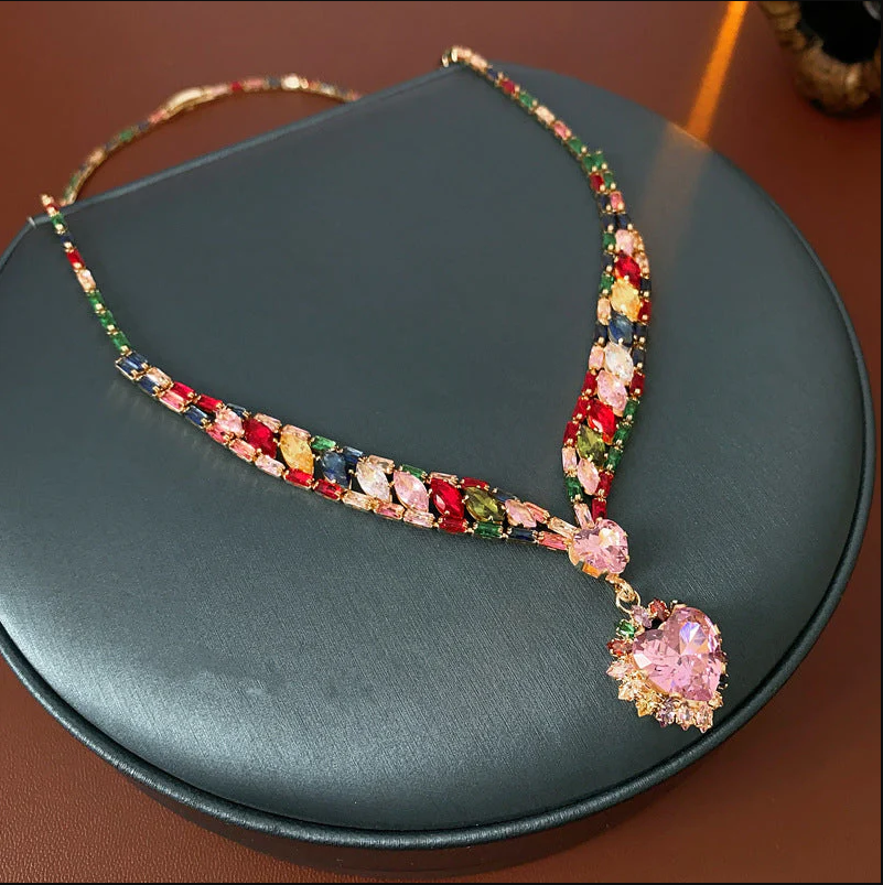 ✨ Sparkling Heart Jewelry Set – Necklace & Earrings, Elegant, Lightweight 💖