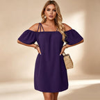 👗 Women's Elegant Solid Color Mini Dress
