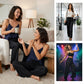 Women's Sequin Sparkle Wide Leg Pants with Elastic Waistband