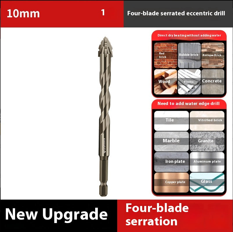 🔥Upgraded Eccentric Four-Flute Drill Bit for Ceramic, Glass, Marble, and Metal