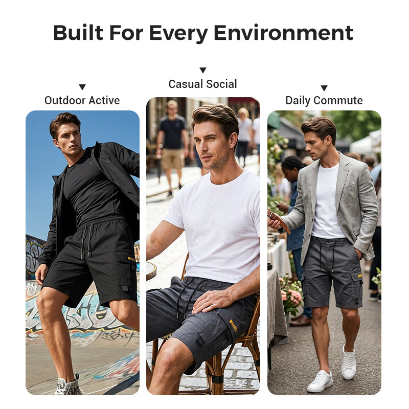 🩳 Men's Cargo Shorts with Drawstring – Easy pull-on, multi-pockets. Lightweight & comfy. Perfect for walks or gardening.