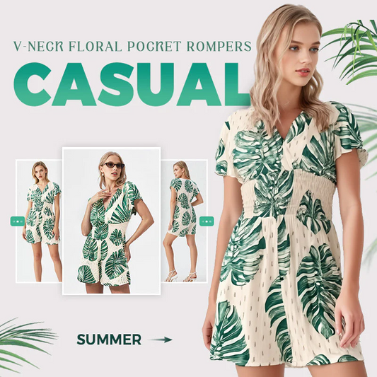 🌸NEW HOT SALE🔥Women's Botanical Print Elastic Waist Jumpsuit
