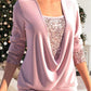 Sequin Loose Smocked Fake Two-Piece Top