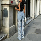 🌸Summer Hot🔥High Waisted Lace Splicing Jeans