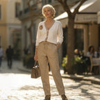 Women’s Casual V-Neck Top & High Waist Pants 2-Piece Set
