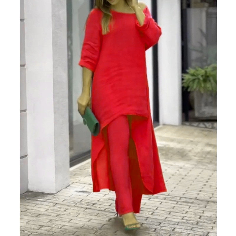 💥Hot Sale 49% OFF💥💕Women's Solid Color Linen Fashionable Casual Suit💃💃