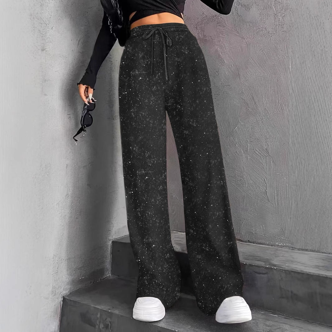 👖✨Women's Sequin Sparkle Wide Leg Pants with Elastic Waistband✨