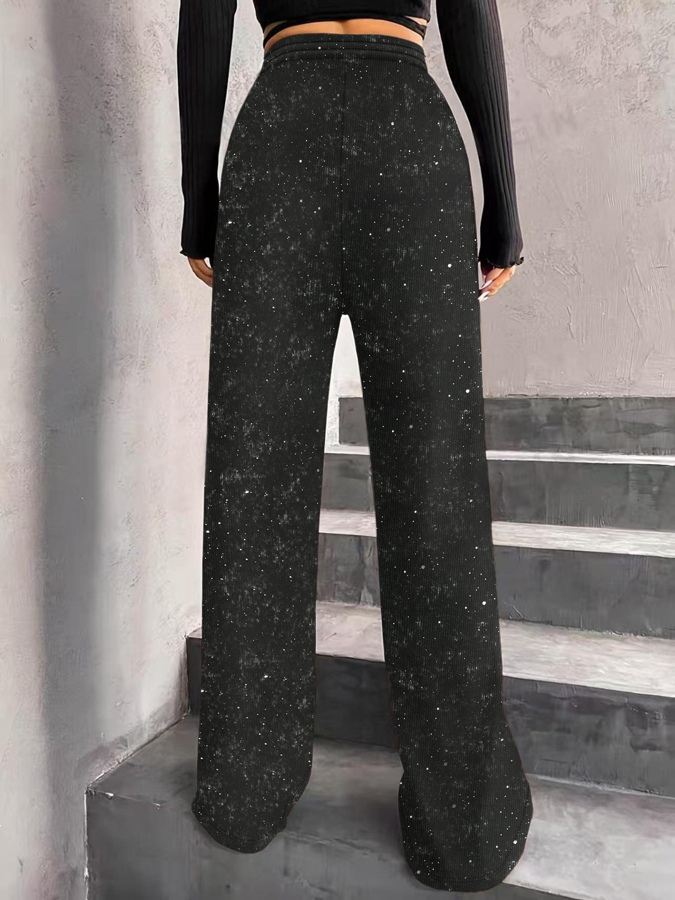 👖✨Women's Sequin Sparkle Wide Leg Pants with Elastic Waistband✨