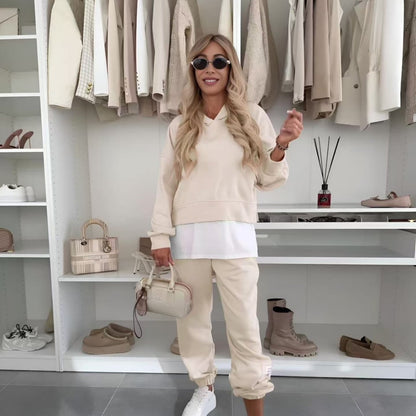 💜Women's Hooded Patchwork Casual Sweatshirt Suit