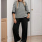 Women's Striped Top & Solid Pants Set
