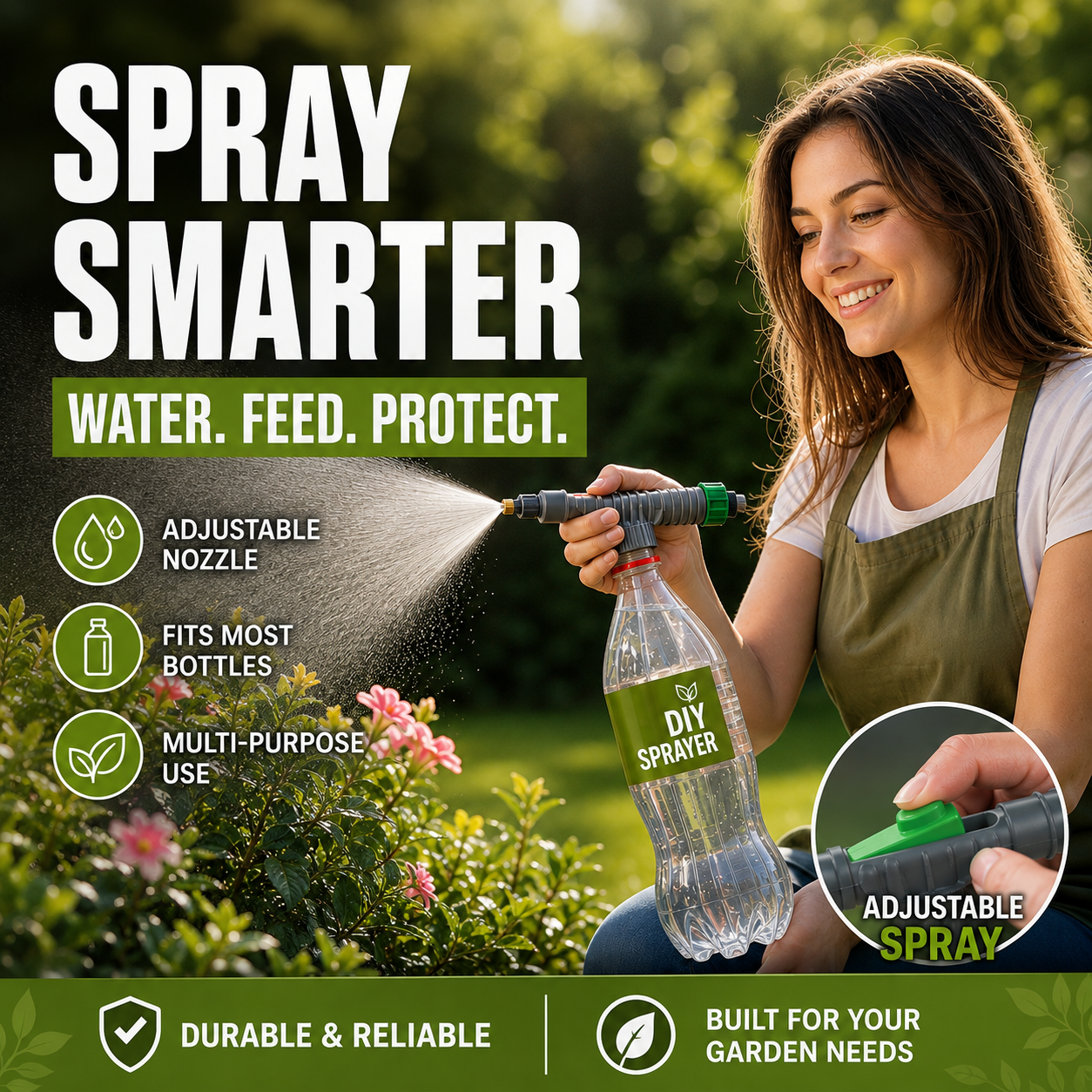 🌿Manual Drink Bottle Sprayer with Adjustable Nozzle‑Portable DIY Garden Spray Tool, Fits Standard Plastic Bottles for Plant Watering, Fertilizing & Pest Control