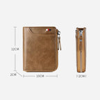 Men Wallet Zipper Genuine Leather Purse ( RFID PROTECTED )
