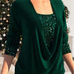 Sequin Loose Smocked Fake Two-Piece Top