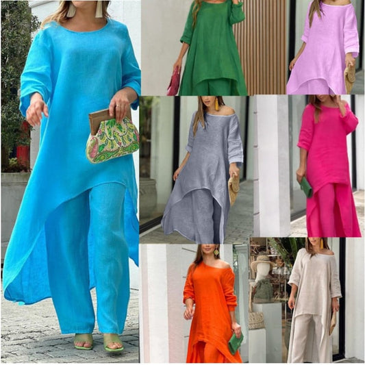 💥Hot Sale 49% OFF💥💕Women's Solid Color Linen Fashionable Casual Suit💃💃