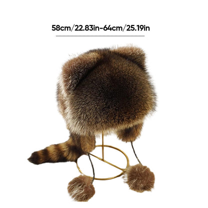 🎁💥Raccoon Tail Fur Parent-Child Plush Hat