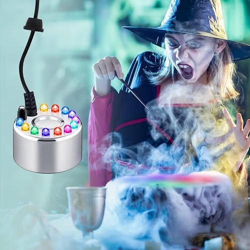 12-LED Ultrasonic Mist Maker Fogger – Creates cool mist & colourful light – Perfect for humidifiers, fountains or Halloween decor – runs quietly in water 💧✨