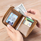 Men Wallet Zipper Genuine Leather Purse ( RFID PROTECTED )