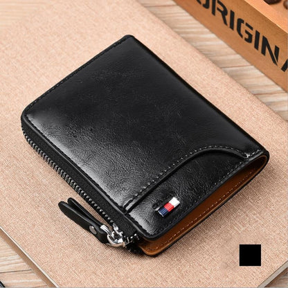 Men Wallet Zipper Genuine Leather Purse ( RFID PROTECTED )