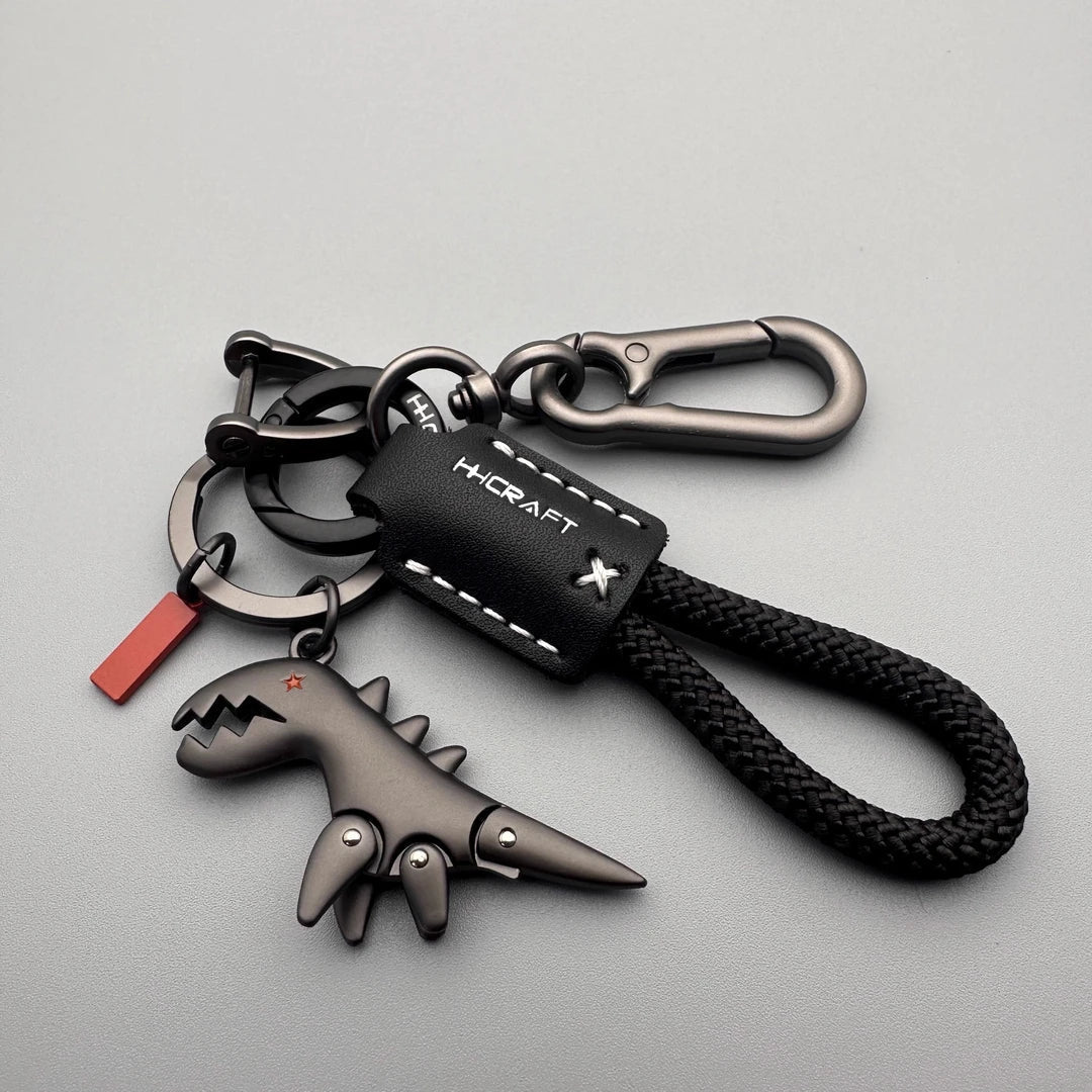 Aluminum Alloy Dinosaur Charm Paired with a Hand-woven Bracelet🔥
