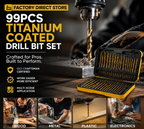 🔥High-efficiency tool favored by veteran craftsmen!Factory Outlet-99pcs Titanium Coated Drill Bit Set