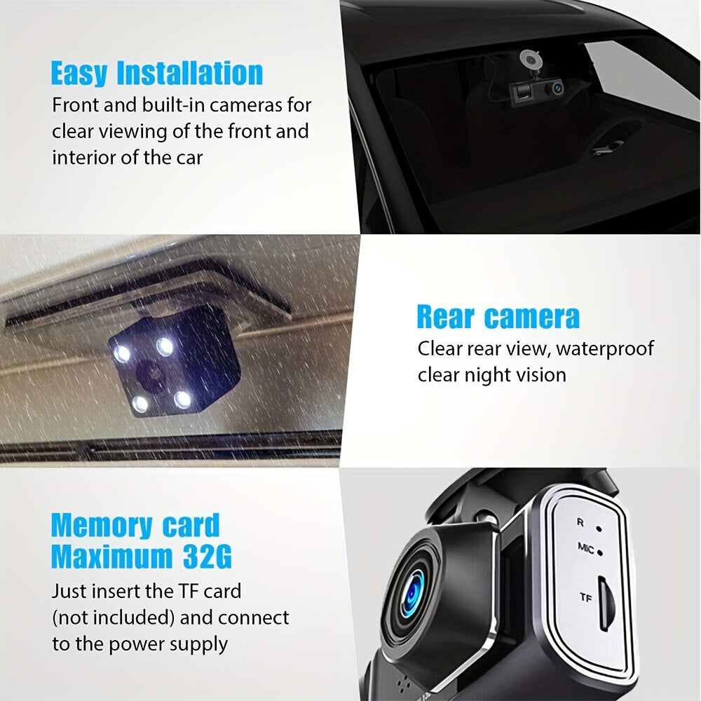 🚗Safe Driving 3 Channel Camera Cycle Video Recorder