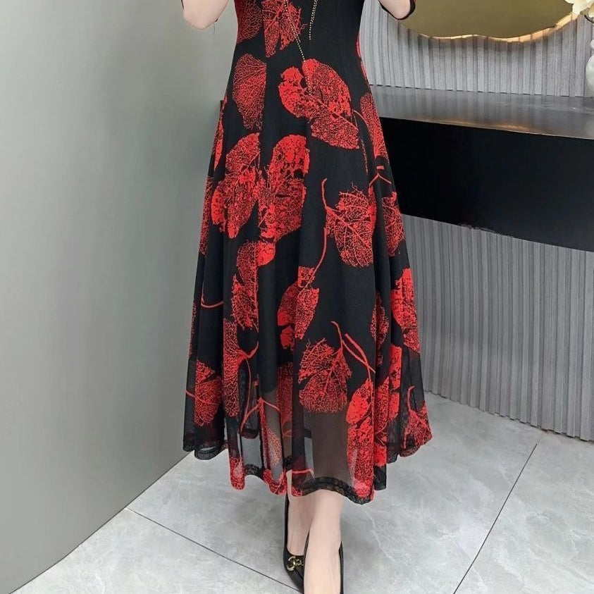 🔥Hot sale🔥✨[Best Gift For Her] Women's V-Neck Floral Waist-Slimming Long Dress