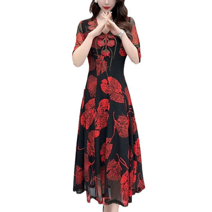 🔥Hot sale🔥✨[Best Gift For Her] Women's V-Neck Floral Waist-Slimming Long Dress