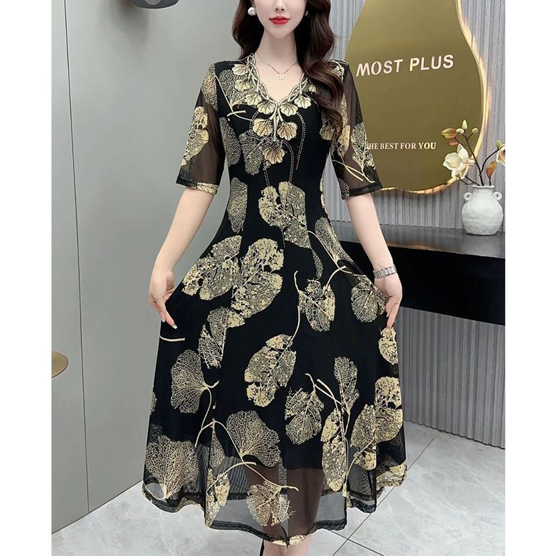 🔥Hot sale🔥✨[Best Gift For Her] Women's V-Neck Floral Waist-Slimming Long Dress