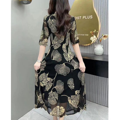 🔥Hot sale🔥✨[Best Gift For Her] Women's V-Neck Floral Waist-Slimming Long Dress