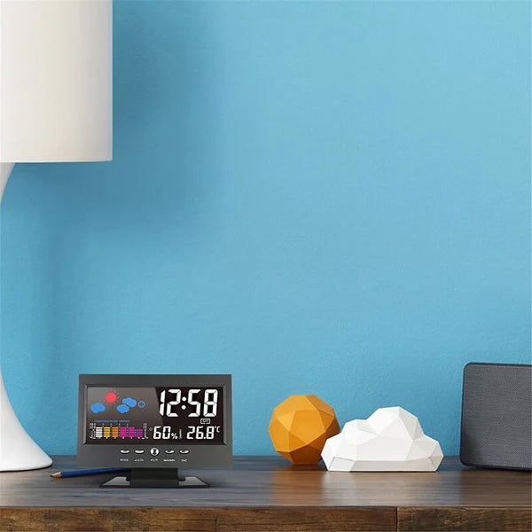 🔥Digital LED Temperature Humidity Monitor Weather Forecast LED Table Alarm Clock