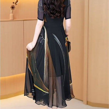 Women's Elegant Printed Tulle Dresses